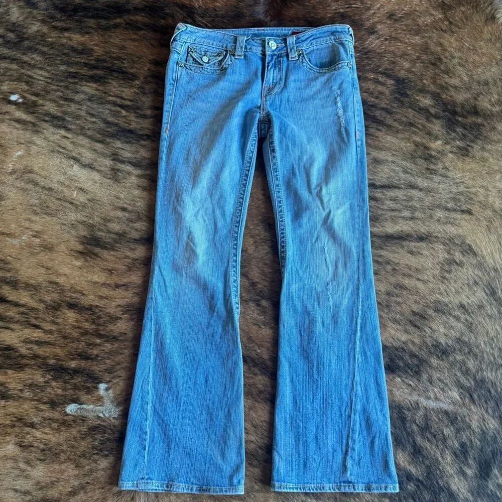 Vigoss Y2K Low-Rise Flare Jeans With Distressing And Stitch Details